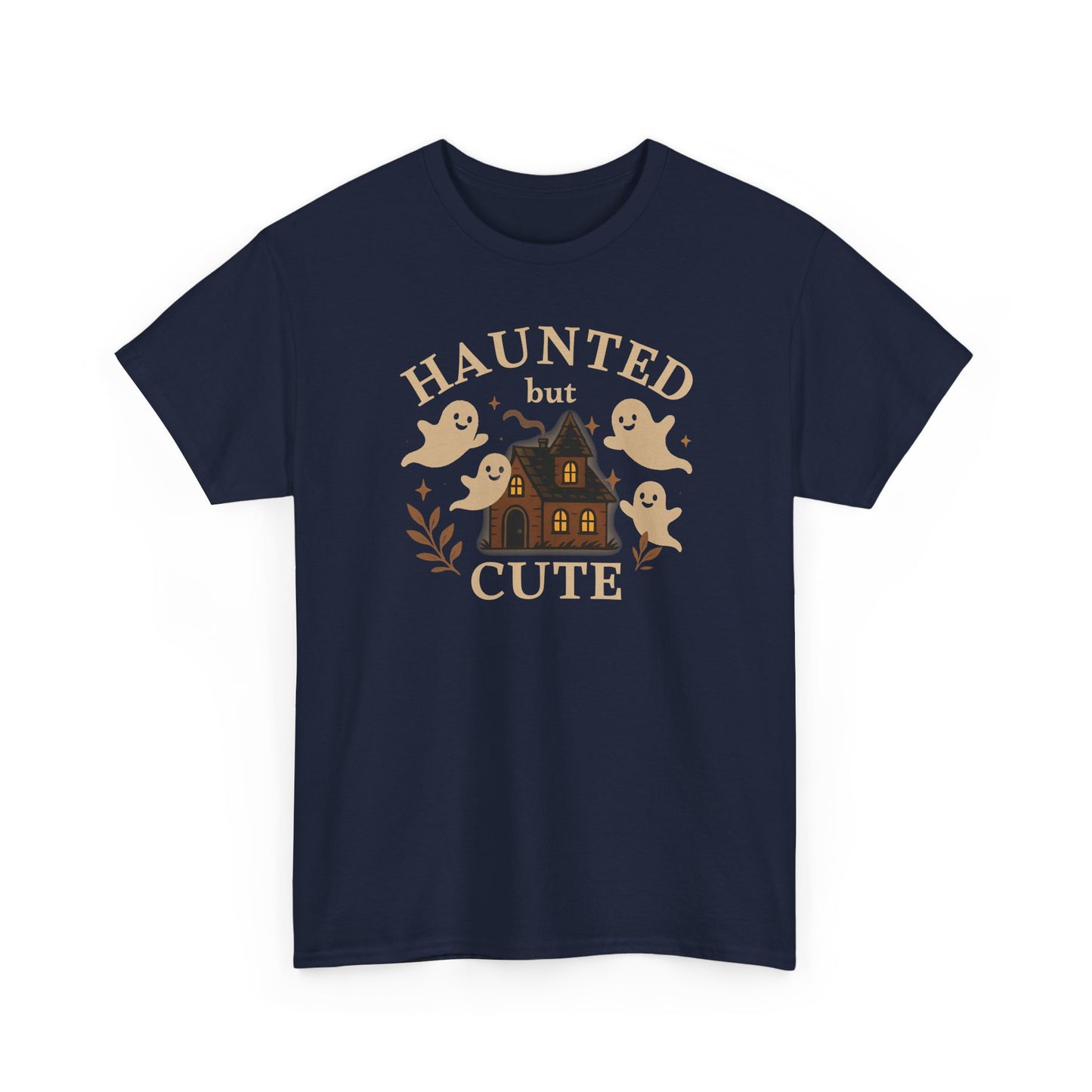 Haunted but Cute Unisex Heavy Cotton Tee, Funny Halloween Tshirt, GhostTee, Gift for Friends, Ghost Shirt, Halloween Shirt