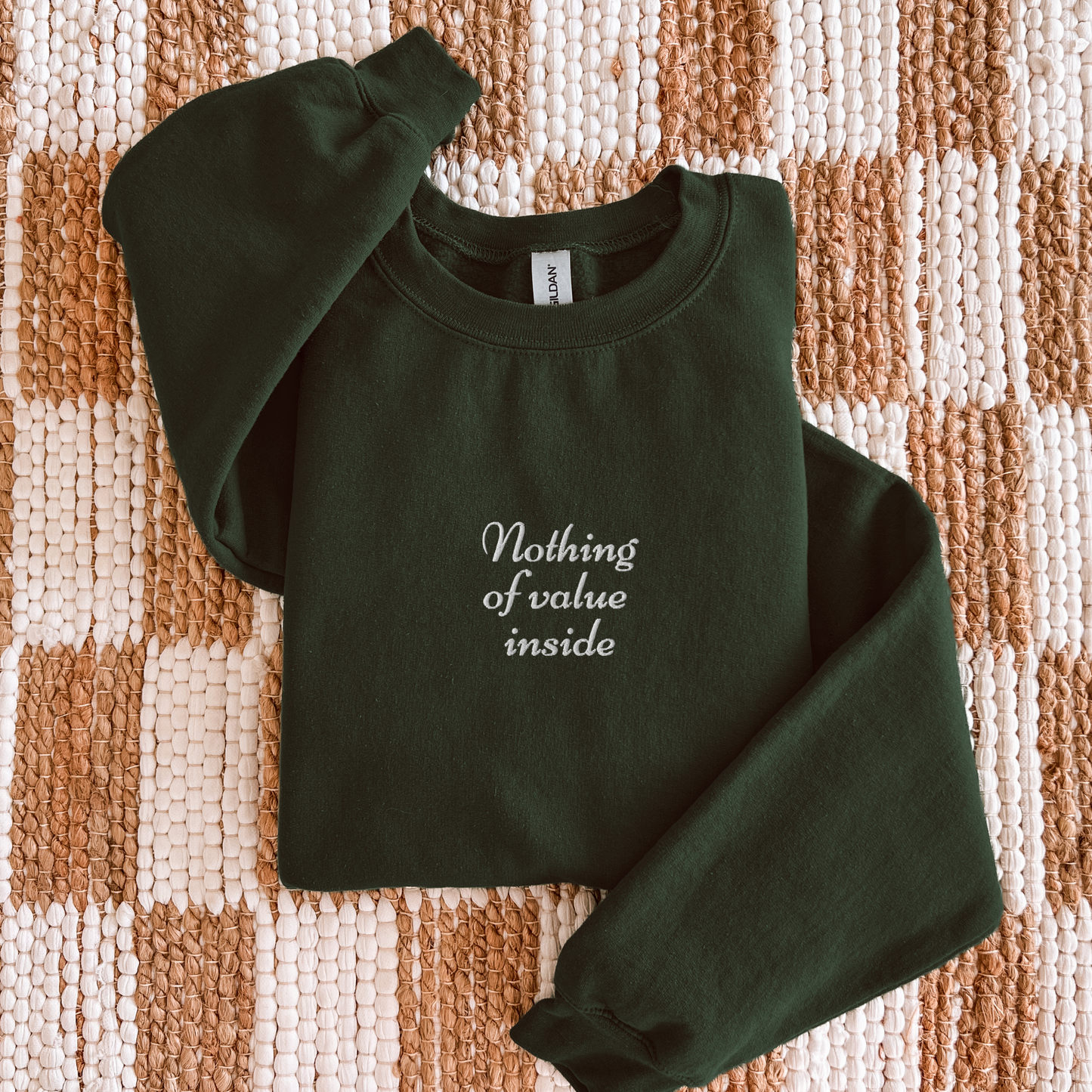 Nothing of Value Inside - Embroidered Unisex Sweatshirt