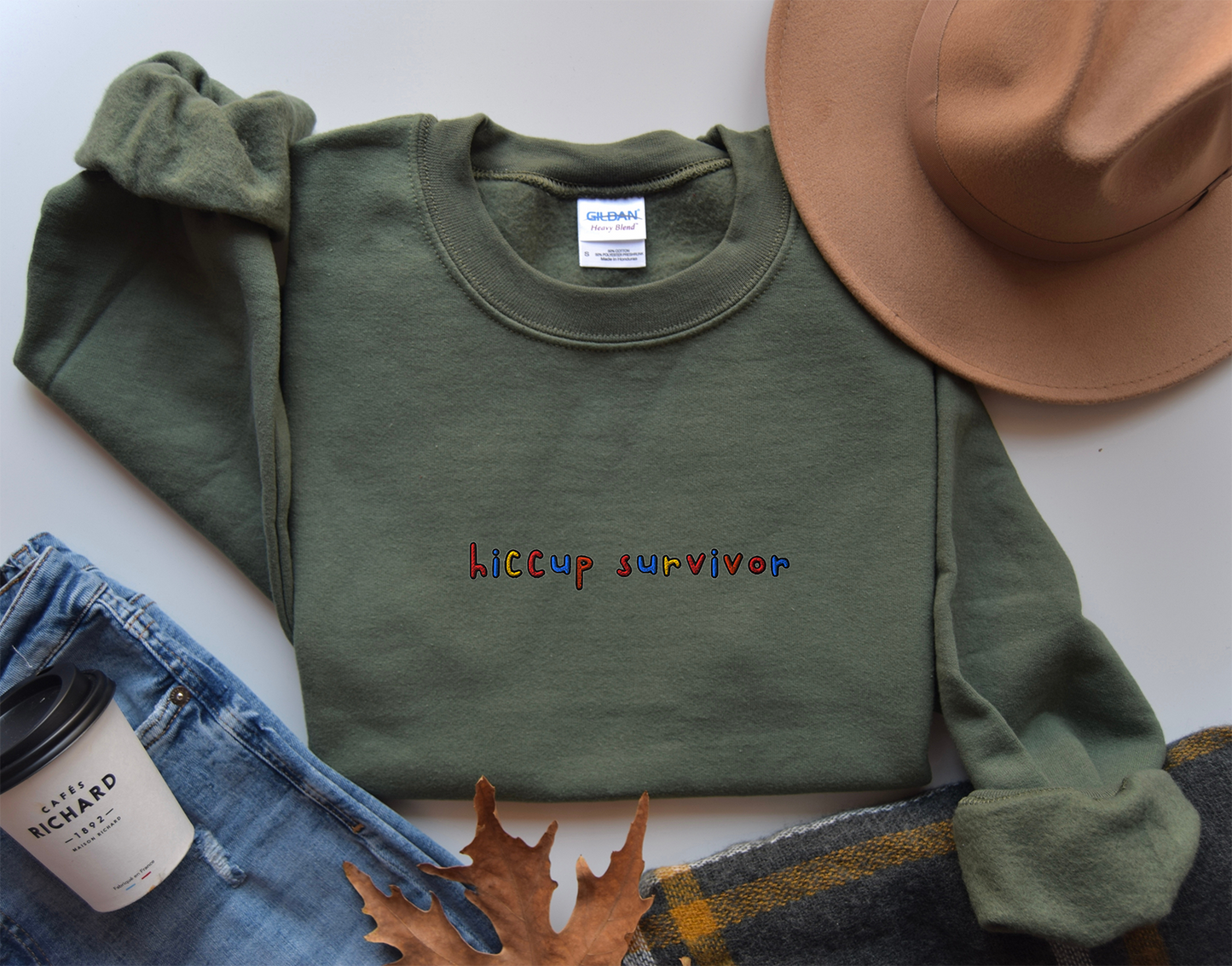 Hiccup Survivor - Embroidered Unisex Crewneck Sweatshirt