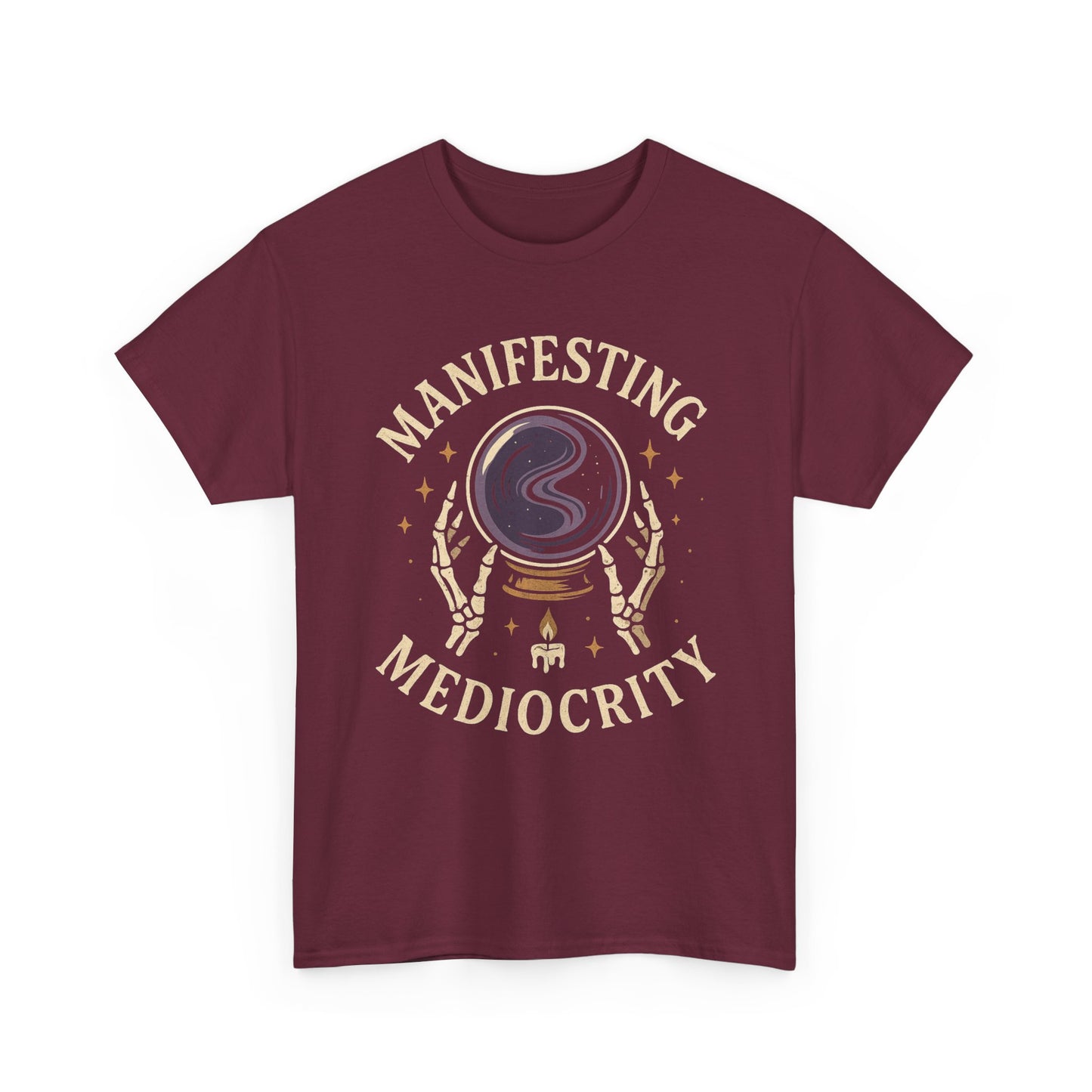 Manifesting Mediocrity Unisex Heavy Cotton Tee, Funny Halloween Tshirt, Astrology Tee, Gift for Friends, Witch Shirt, Skeleton Shirt