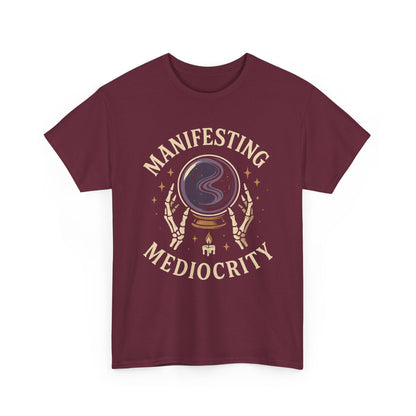 Manifesting Mediocrity Unisex Heavy Cotton Tee, Funny Halloween Tshirt, Astrology Tee, Gift for Friends, Witch Shirt, Skeleton Shirt