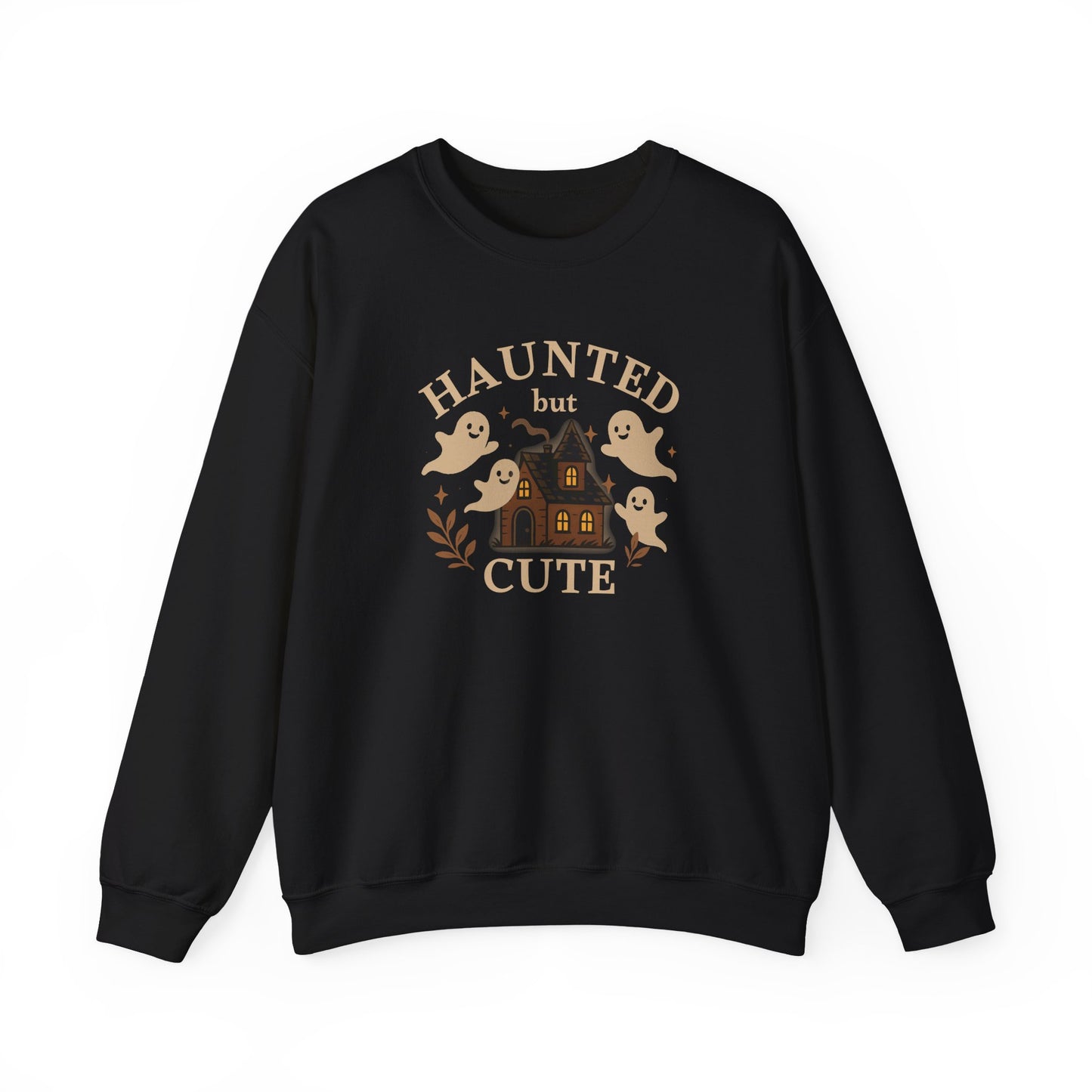 Haunted but Cute Unisex Crewneck Sweatshirt, Funny Halloween Sweater, Ghost Sweater, Gift for Friends, Ghost Shirt, Halloween Shirt