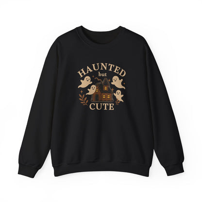 Haunted but Cute Unisex Crewneck Sweatshirt, Funny Halloween Sweater, Ghost Sweater, Gift for Friends, Ghost Shirt, Halloween Shirt