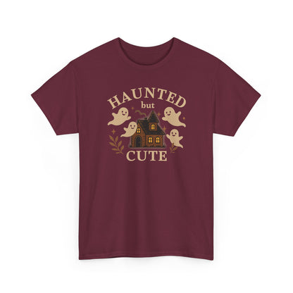 Haunted but Cute Unisex Heavy Cotton Tee, Funny Halloween Tshirt, GhostTee, Gift for Friends, Ghost Shirt, Halloween Shirt