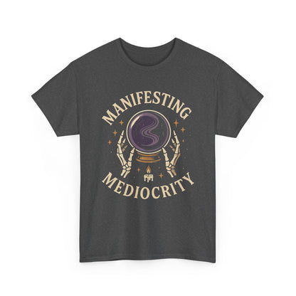 Manifesting Mediocrity Unisex Heavy Cotton Tee, Funny Halloween Tshirt, Astrology Tee, Gift for Friends, Witch Shirt, Skeleton Shirt