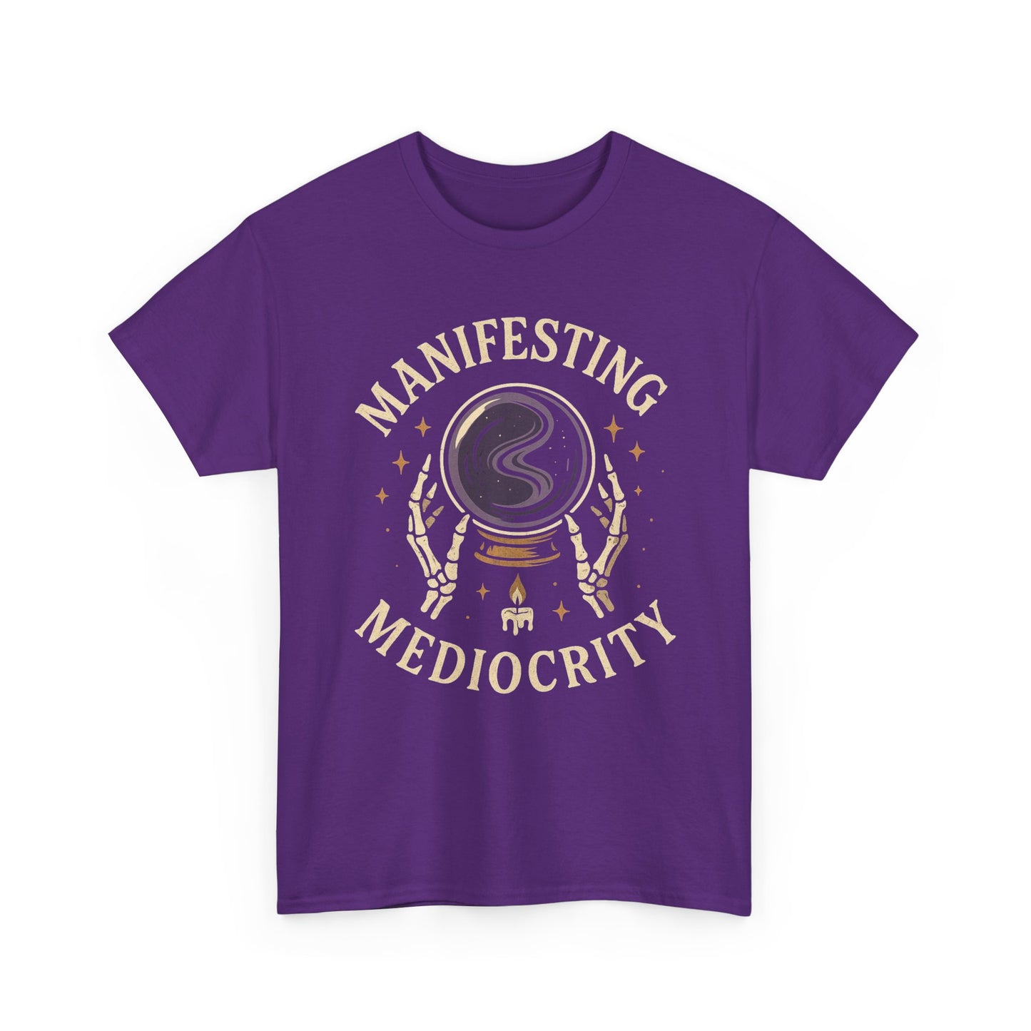 Manifesting Mediocrity Unisex Heavy Cotton Tee, Funny Halloween Tshirt, Astrology Tee, Gift for Friends, Witch Shirt, Skeleton Shirt