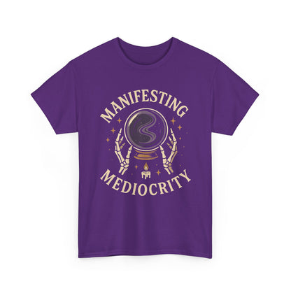 Manifesting Mediocrity Unisex Heavy Cotton Tee, Funny Halloween Tshirt, Astrology Tee, Gift for Friends, Witch Shirt, Skeleton Shirt