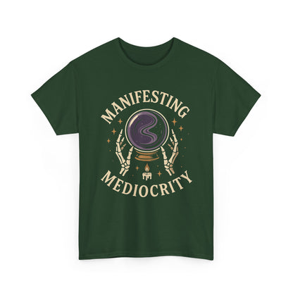 Manifesting Mediocrity Unisex Heavy Cotton Tee, Funny Halloween Tshirt, Astrology Tee, Gift for Friends, Witch Shirt, Skeleton Shirt