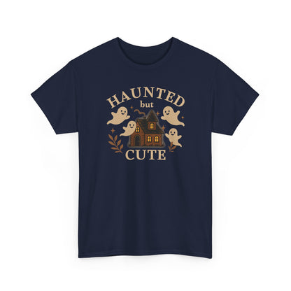 Haunted but Cute Unisex Heavy Cotton Tee, Funny Halloween Tshirt, GhostTee, Gift for Friends, Ghost Shirt, Halloween Shirt