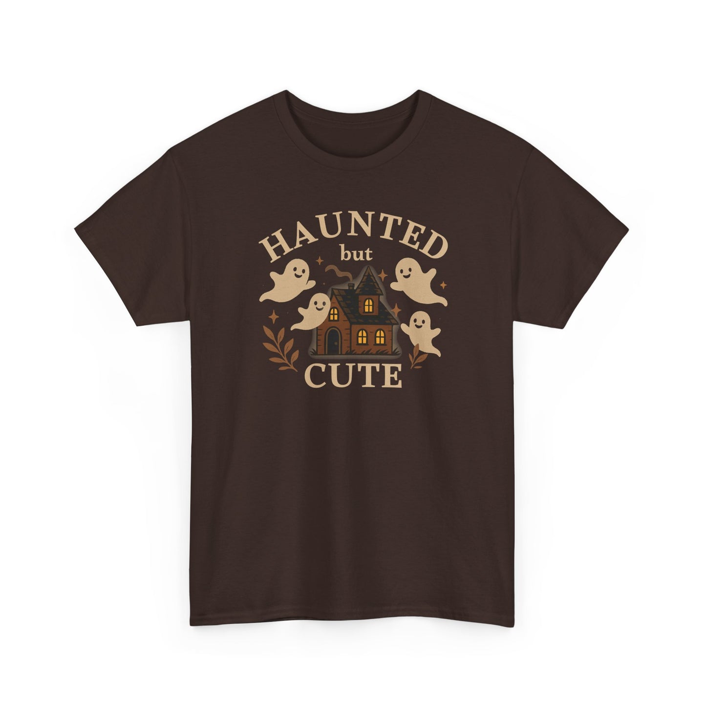 Haunted but Cute Unisex Heavy Cotton Tee, Funny Halloween Tshirt, GhostTee, Gift for Friends, Ghost Shirt, Halloween Shirt