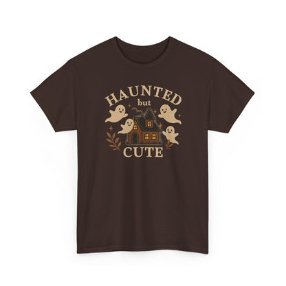 Haunted but Cute Unisex Heavy Cotton Tee, Funny Halloween Tshirt, GhostTee, Gift for Friends, Ghost Shirt, Halloween Shirt