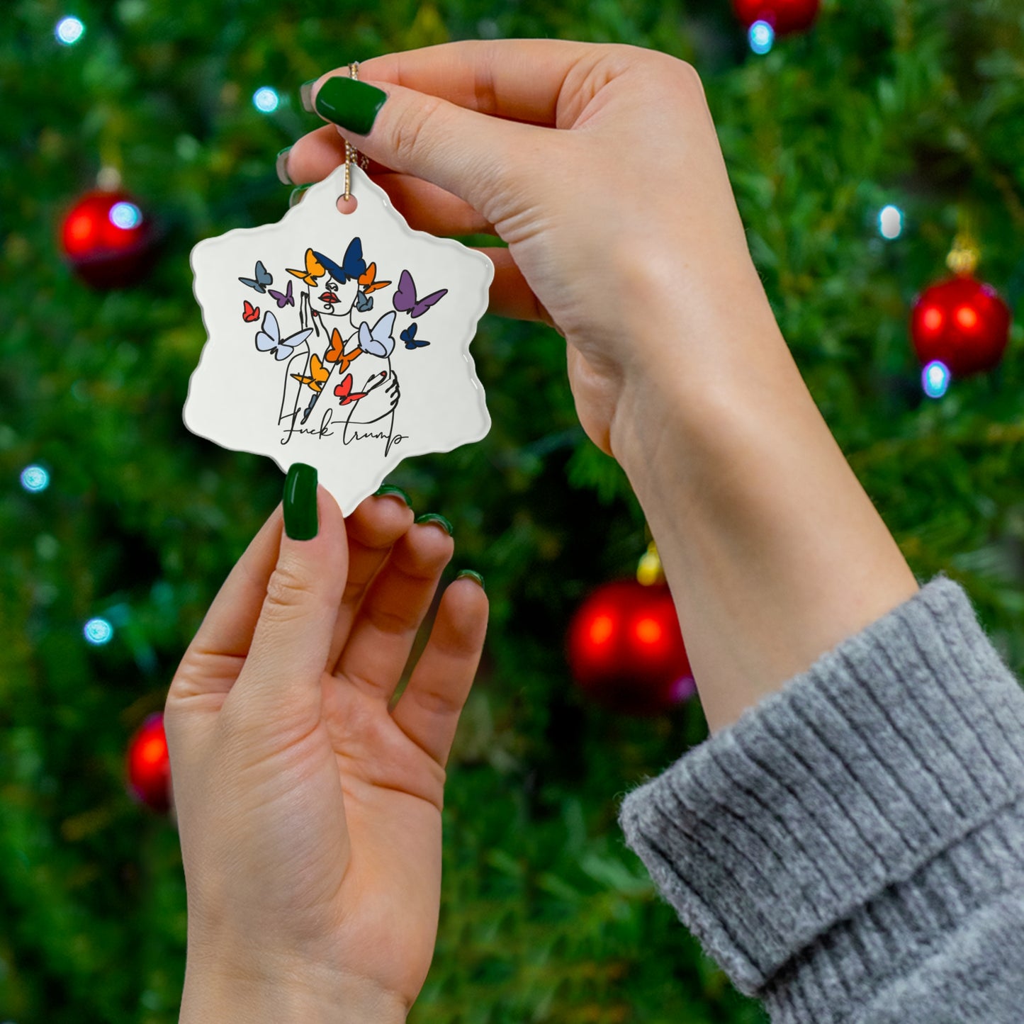 Subtle Fuck Trump - Ceramic Ornament