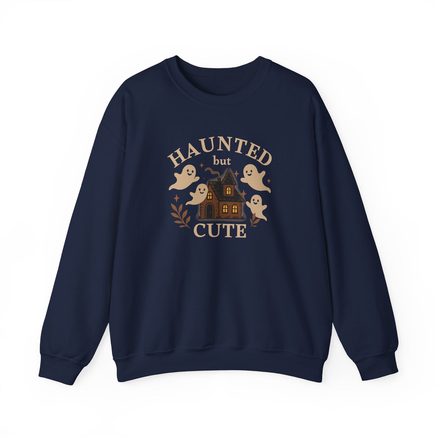 Haunted but Cute Unisex Crewneck Sweatshirt, Funny Halloween Sweater, Ghost Sweater, Gift for Friends, Ghost Shirt, Halloween Shirt