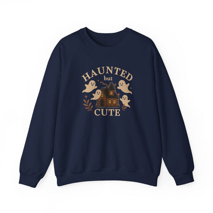 Haunted but Cute Unisex Crewneck Sweatshirt, Funny Halloween Sweater, Ghost Sweater, Gift for Friends, Ghost Shirt, Halloween Shirt