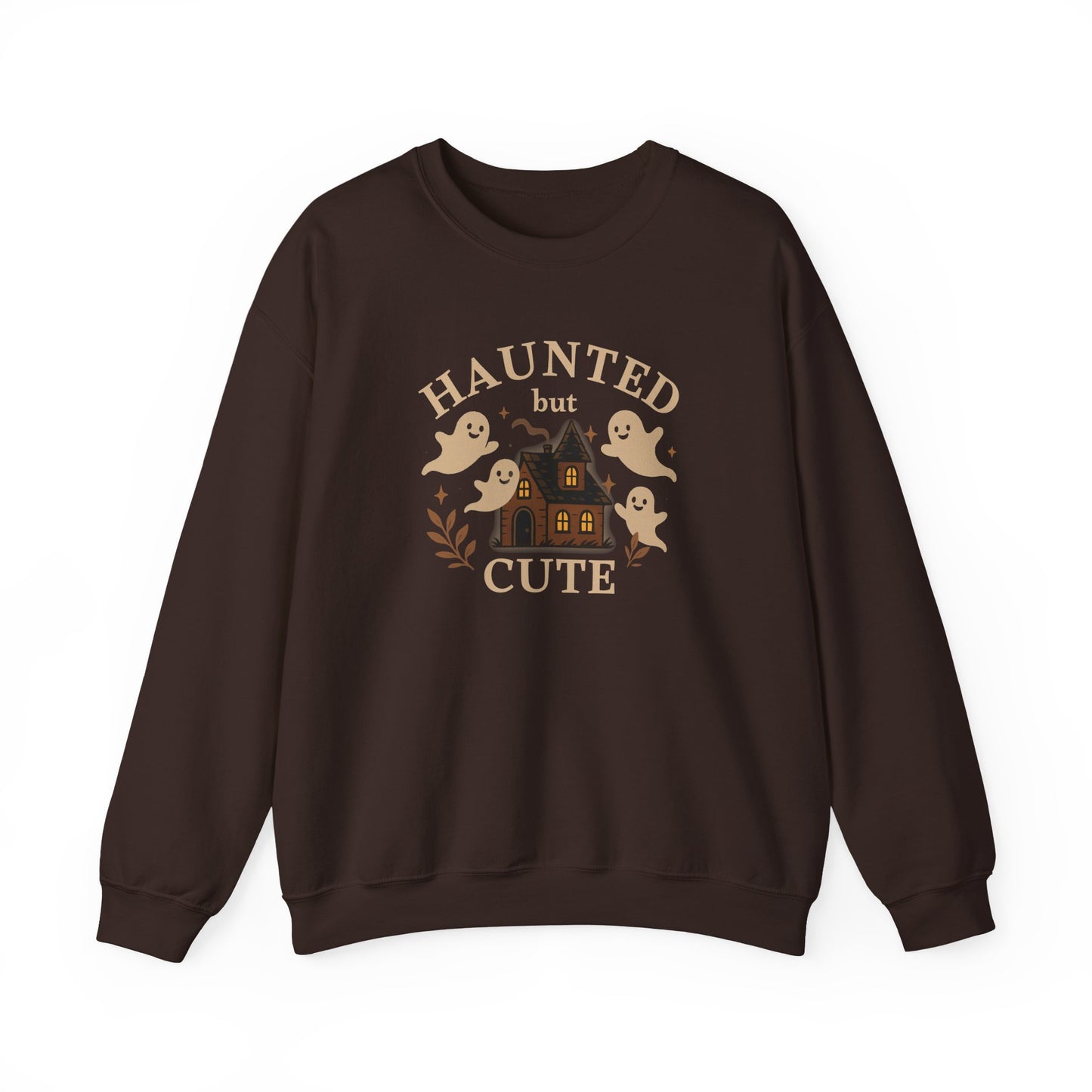 Haunted but Cute Unisex Crewneck Sweatshirt, Funny Halloween Sweater, Ghost Sweater, Gift for Friends, Ghost Shirt, Halloween Shirt