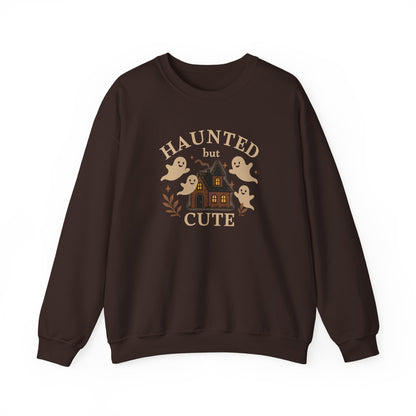 Haunted but Cute Unisex Crewneck Sweatshirt, Funny Halloween Sweater, Ghost Sweater, Gift for Friends, Ghost Shirt, Halloween Shirt
