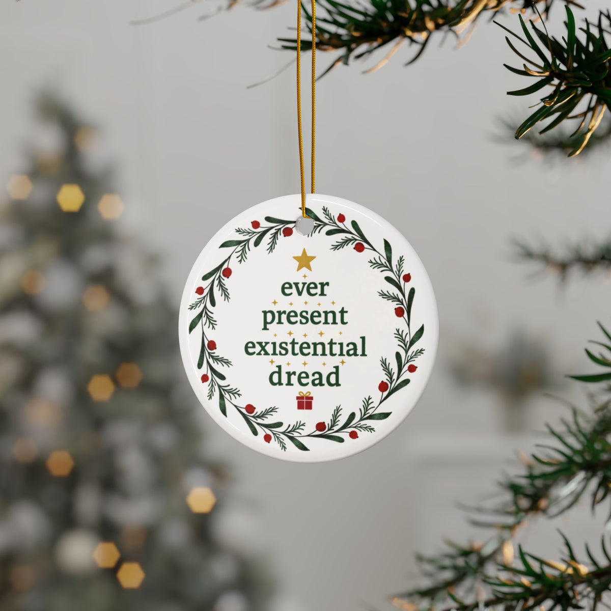 Ever Present Existential Dread Christmas Ornament