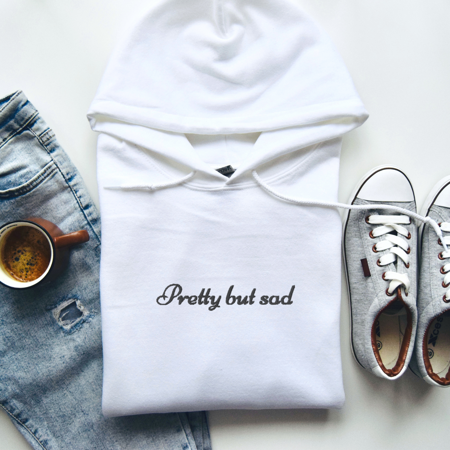 PRETTY BUT SAD - Embroidered Unisex Pullover Hoodie