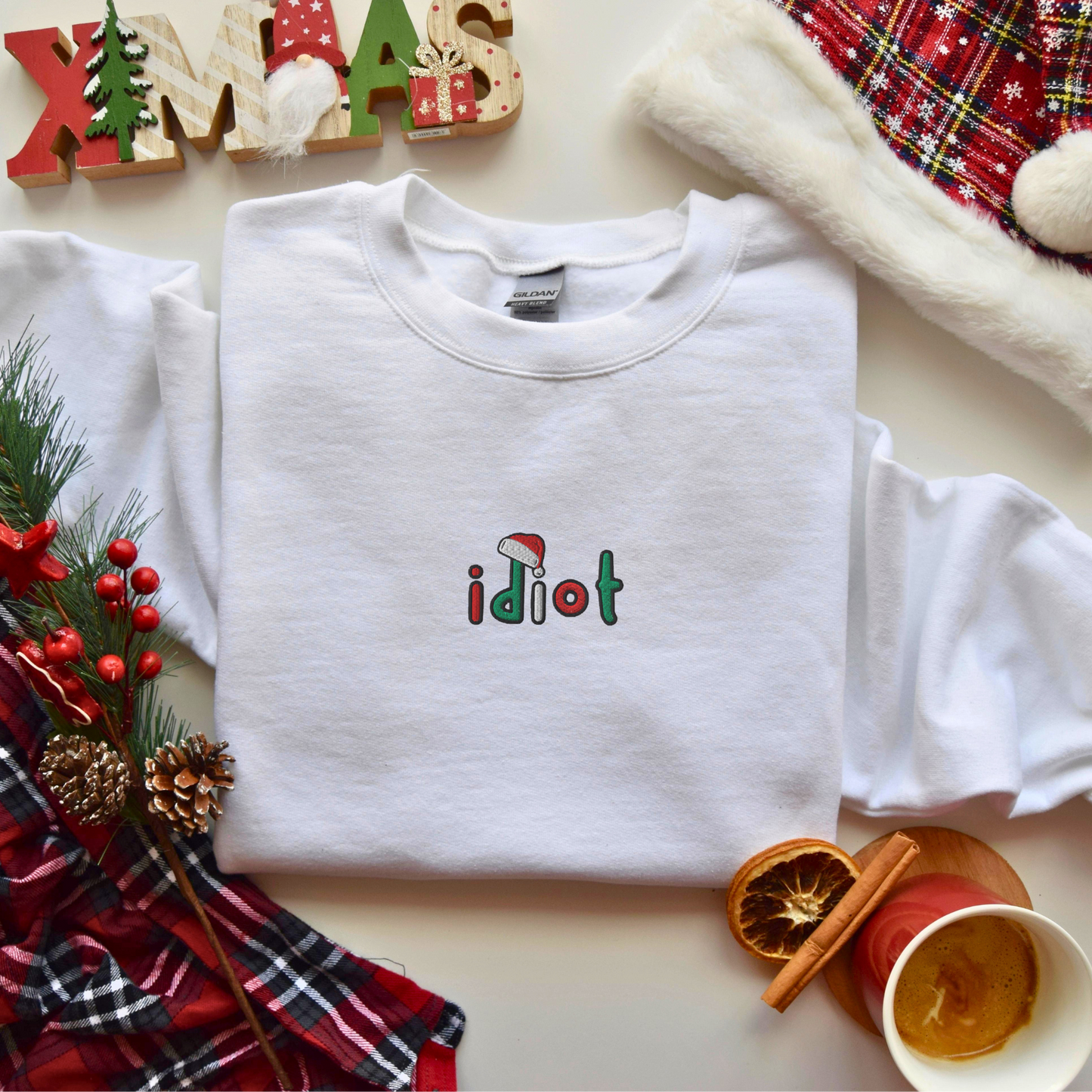 Christmas Idiot - Limited Edition - Embroidered Unisex Crewneck - Santa Sweatshirt, Christmas Sweater