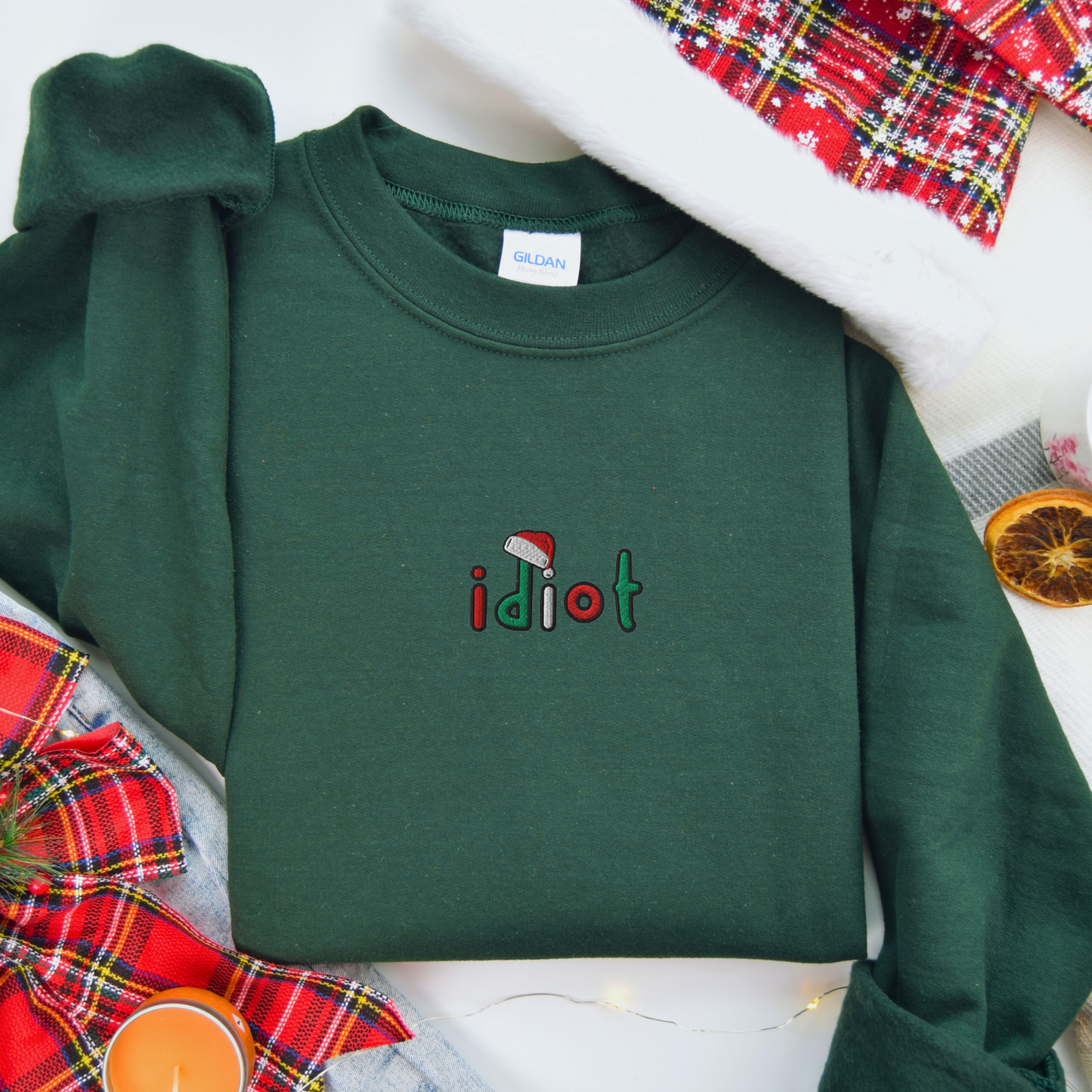 Christmas Idiot - Limited Edition - Embroidered Unisex Crewneck - Santa Sweatshirt, Christmas Sweater