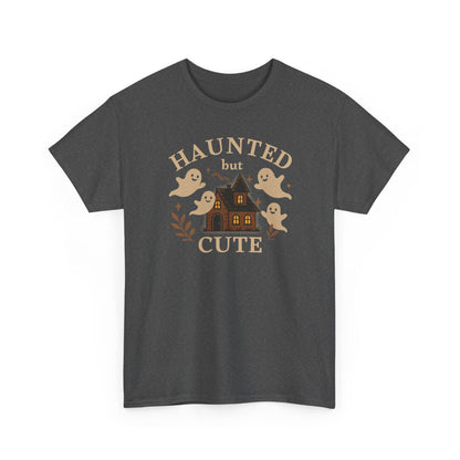 Haunted but Cute Unisex Heavy Cotton Tee, Funny Halloween Tshirt, GhostTee, Gift for Friends, Ghost Shirt, Halloween Shirt