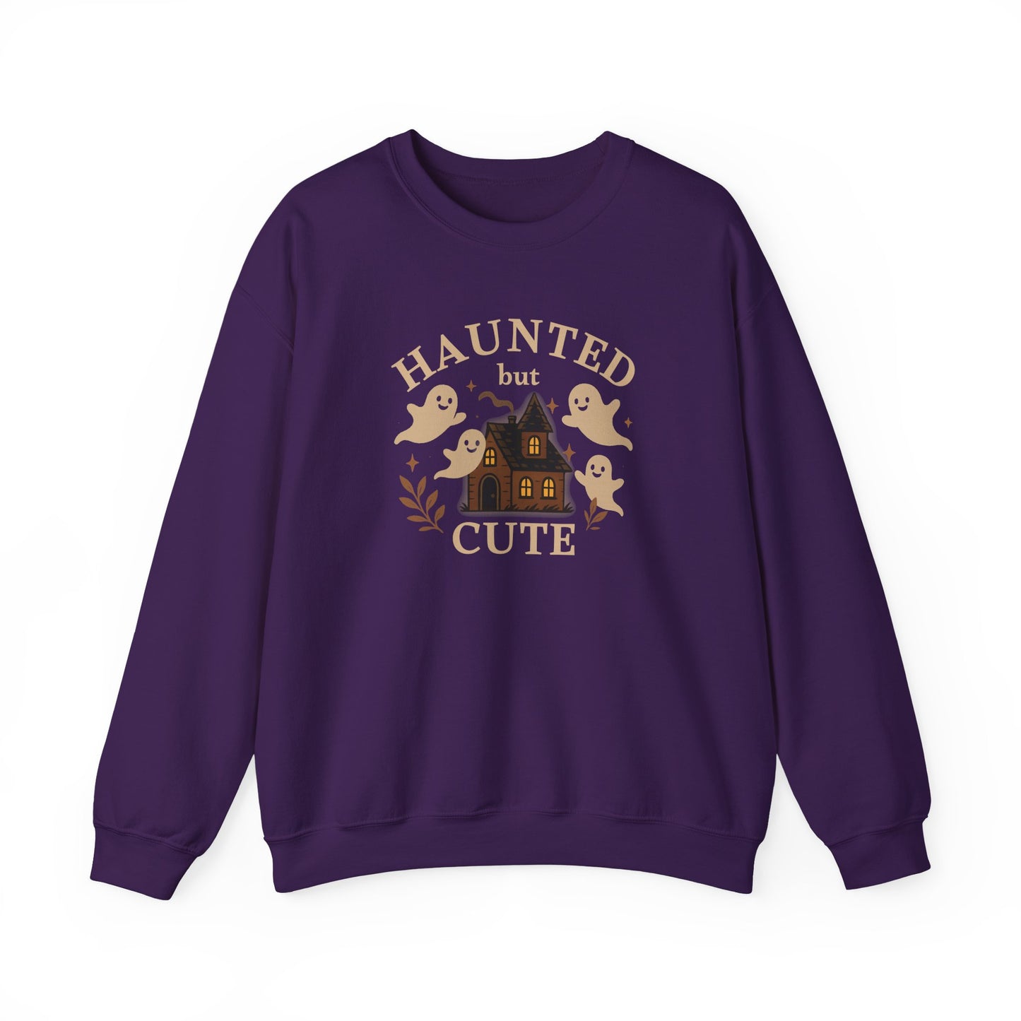 Haunted but Cute Unisex Crewneck Sweatshirt, Funny Halloween Sweater, Ghost Sweater, Gift for Friends, Ghost Shirt, Halloween Shirt