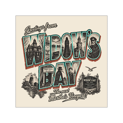 Greetings From Widow's Bay Vintage Postcard Sticker