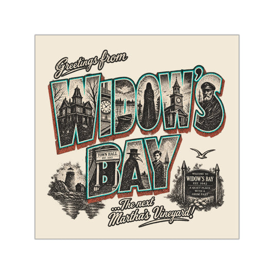 Greetings From Widow's Bay Vintage Postcard Sticker