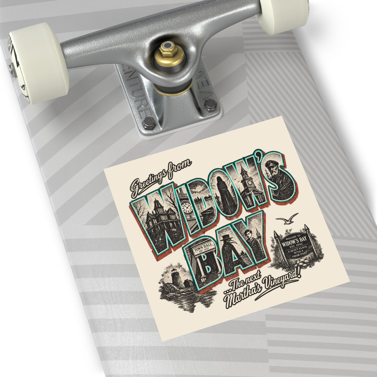 Greetings From Widow's Bay Vintage Postcard Sticker