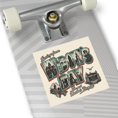 Greetings From Widow's Bay Vintage Postcard Sticker