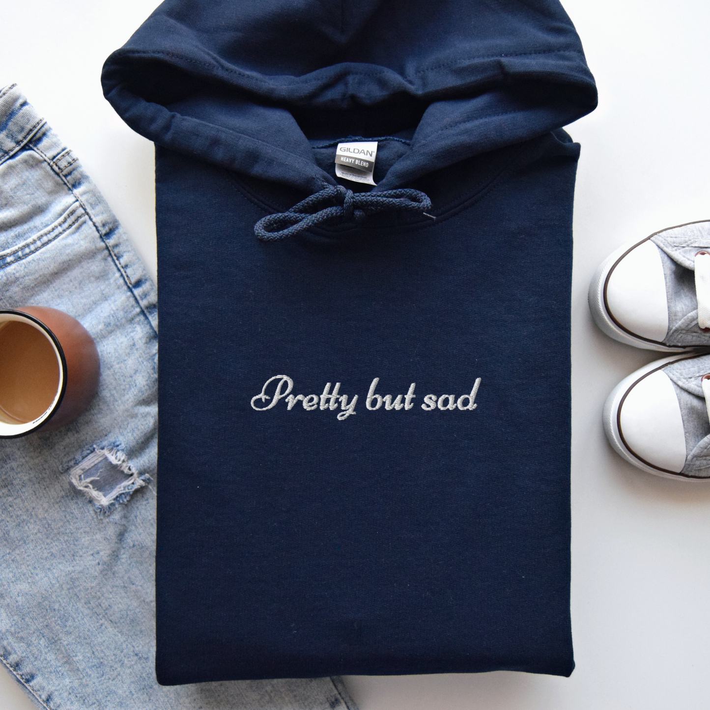 PRETTY BUT SAD - Embroidered Unisex Pullover Hoodie