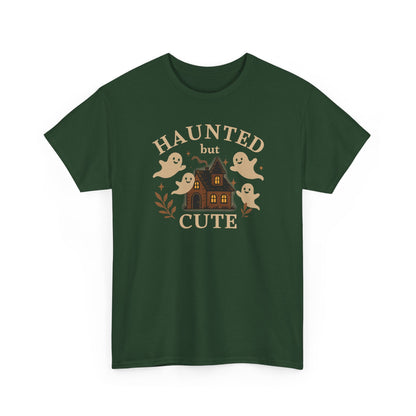 Haunted but Cute Unisex Heavy Cotton Tee, Funny Halloween Tshirt, GhostTee, Gift for Friends, Ghost Shirt, Halloween Shirt