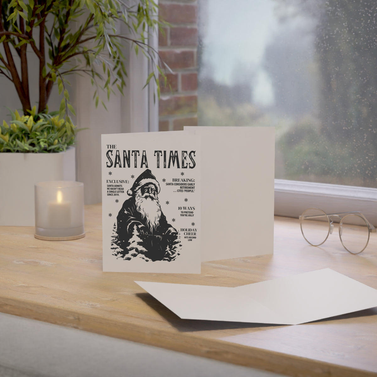 The Santa Times Vintage Newspaper Christmas Card