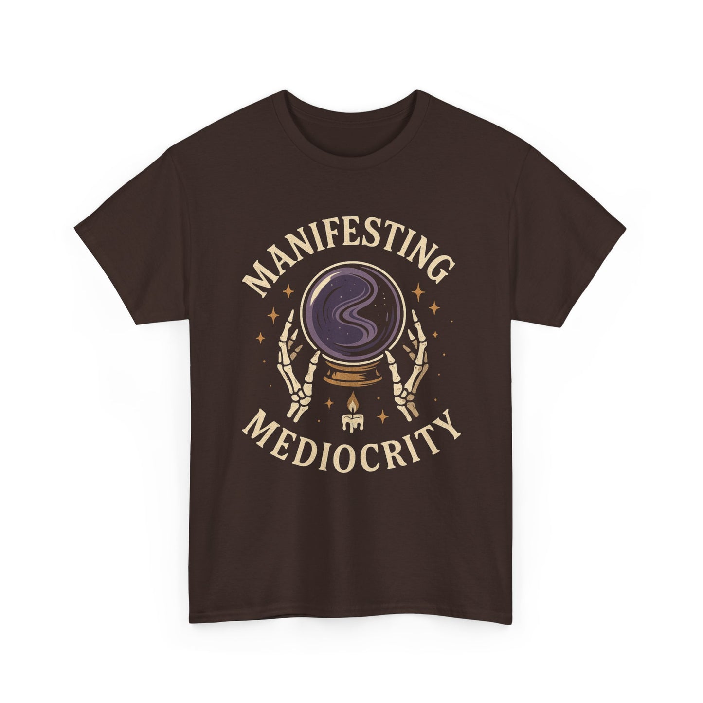 Manifesting Mediocrity Unisex Heavy Cotton Tee, Funny Halloween Tshirt, Astrology Tee, Gift for Friends, Witch Shirt, Skeleton Shirt
