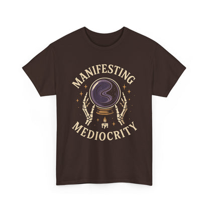 Manifesting Mediocrity Unisex Heavy Cotton Tee, Funny Halloween Tshirt, Astrology Tee, Gift for Friends, Witch Shirt, Skeleton Shirt