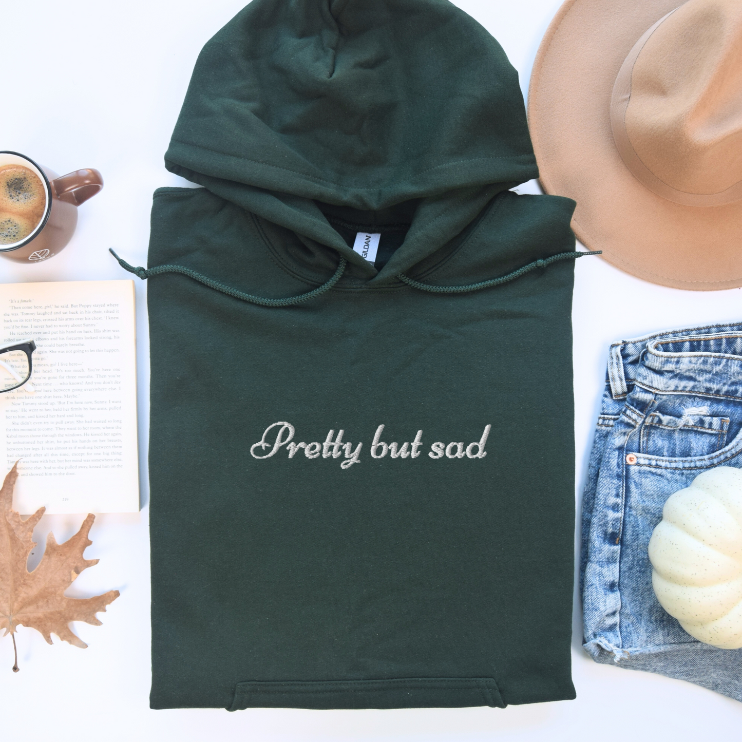 PRETTY BUT SAD - Embroidered Unisex Pullover Hoodie