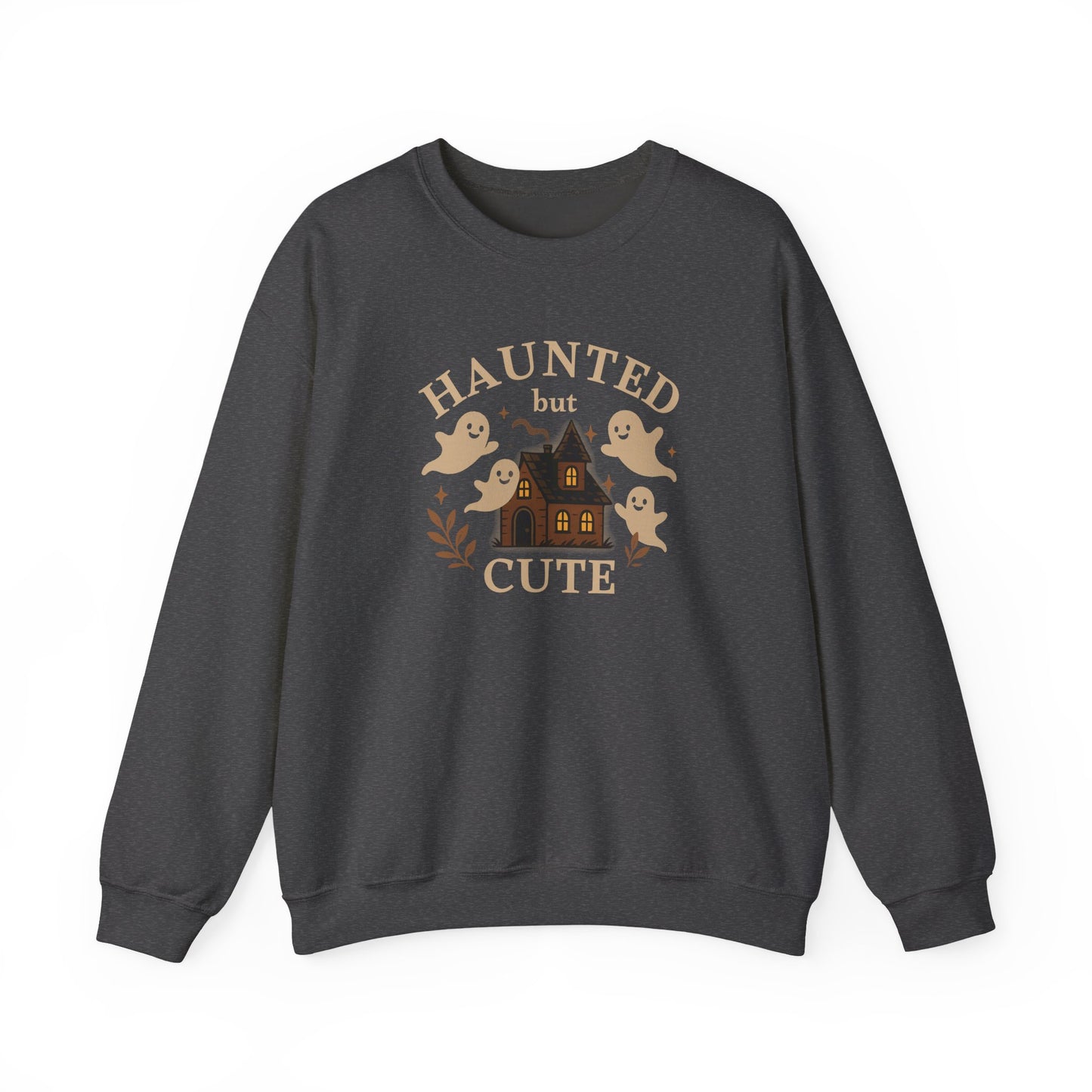 Haunted but Cute Unisex Crewneck Sweatshirt, Funny Halloween Sweater, Ghost Sweater, Gift for Friends, Ghost Shirt, Halloween Shirt