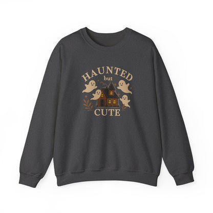 Haunted but Cute Unisex Crewneck Sweatshirt, Funny Halloween Sweater, Ghost Sweater, Gift for Friends, Ghost Shirt, Halloween Shirt