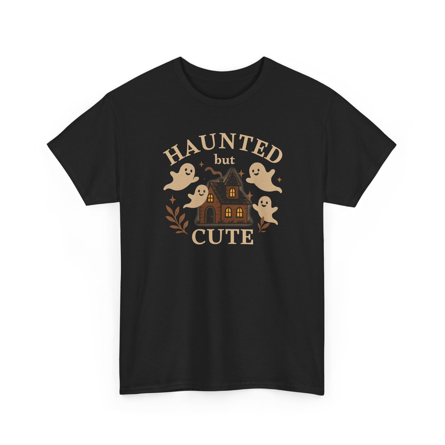 Haunted but Cute Unisex Heavy Cotton Tee, Funny Halloween Tshirt, GhostTee, Gift for Friends, Ghost Shirt, Halloween Shirt