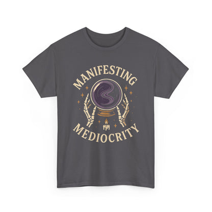 Manifesting Mediocrity Unisex Heavy Cotton Tee, Funny Halloween Tshirt, Astrology Tee, Gift for Friends, Witch Shirt, Skeleton Shirt