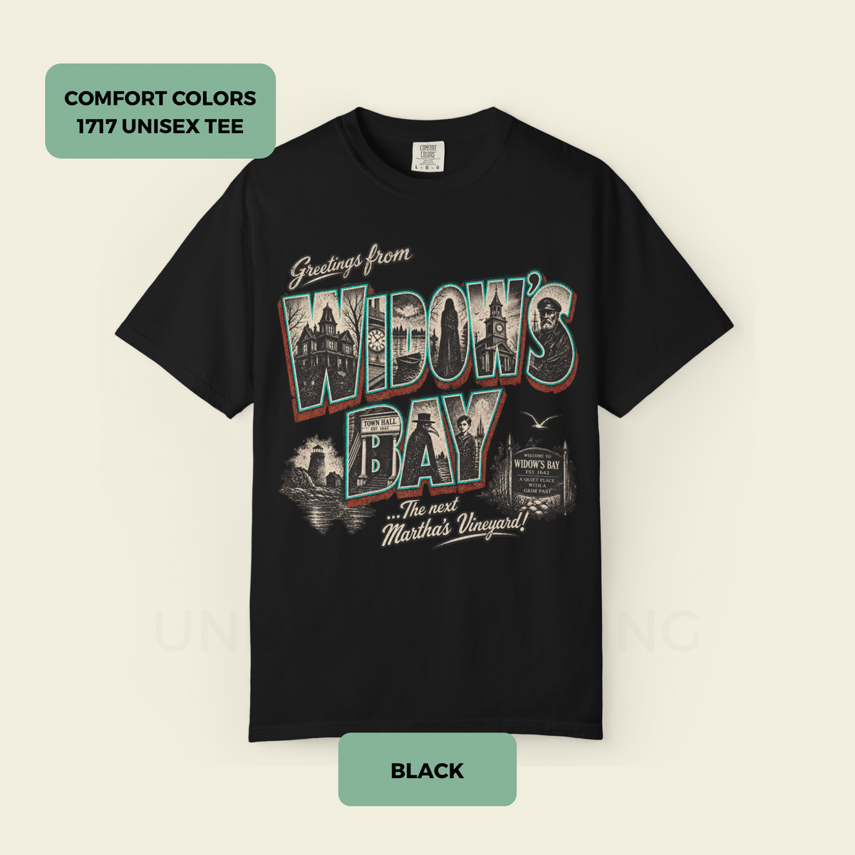 Greetings From Widow’s Bay Comfort Colors Unisex Tee