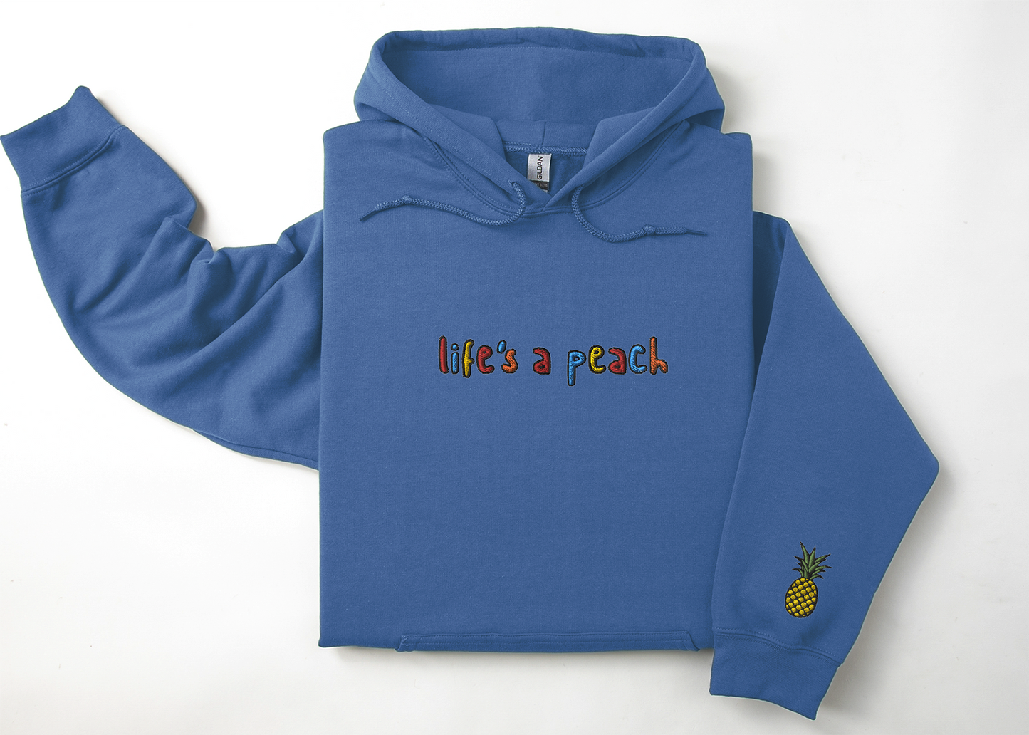 LIFE'S A PEACH - Embroidered Unisex Crewneck Hoodie