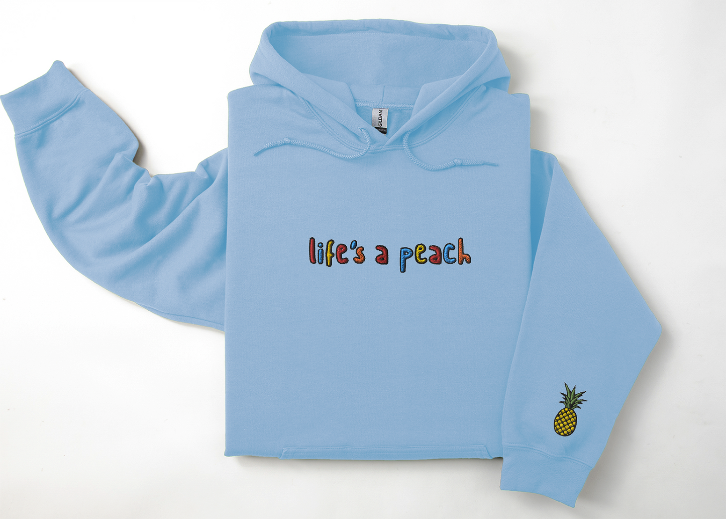 LIFE'S A PEACH - Embroidered Unisex Crewneck Hoodie