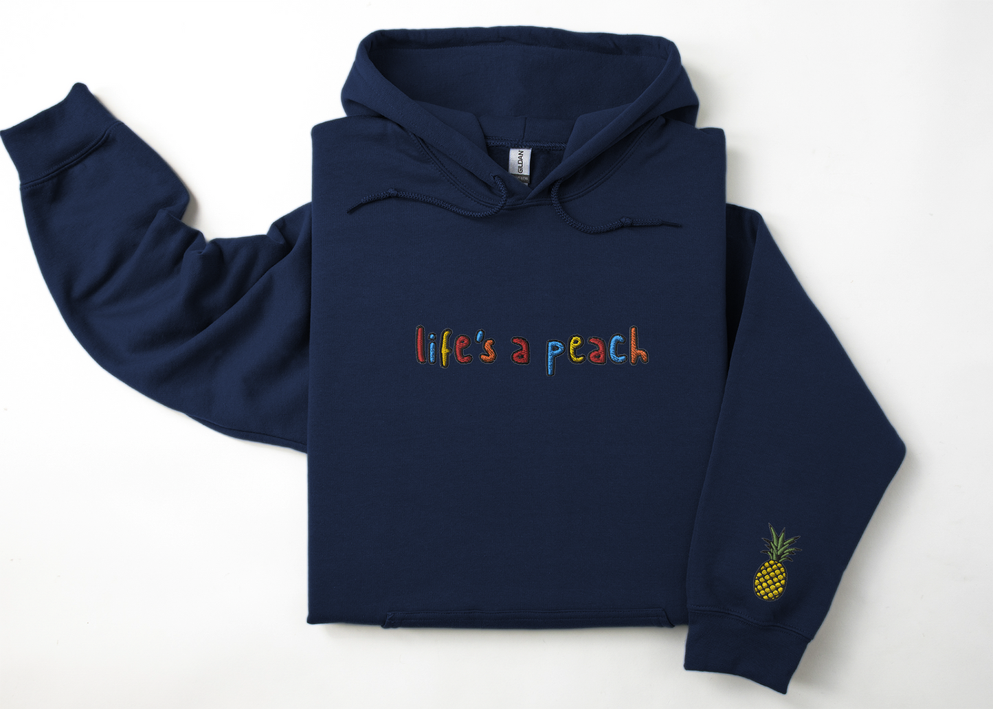 LIFE'S A PEACH - Embroidered Unisex Crewneck Hoodie