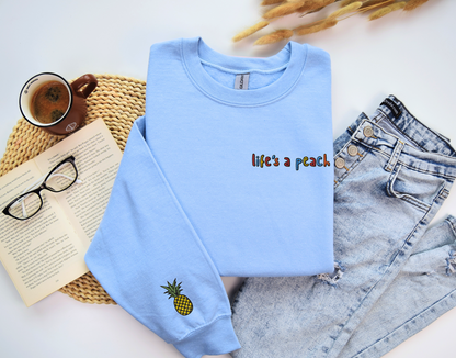 LIFE'S A PEACH  - Embroidered Unisex Crewneck Sweatshirt