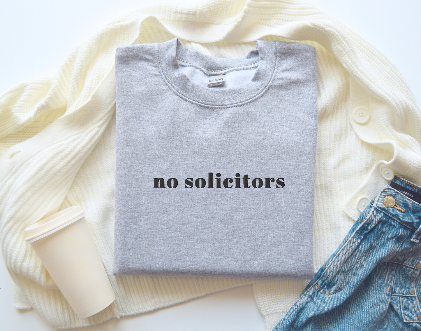 NO SOLICITORS - Embroidered Unisex Crewneck Sweatshirt