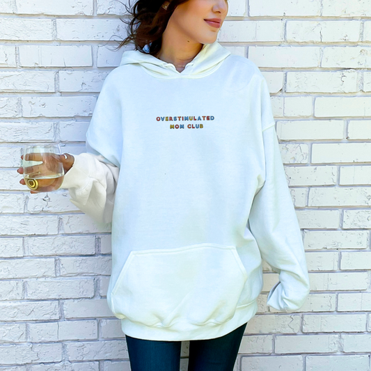 OVERSTIMULATED MOM CLUB - Embroidered Unisex Pullover Hoodie