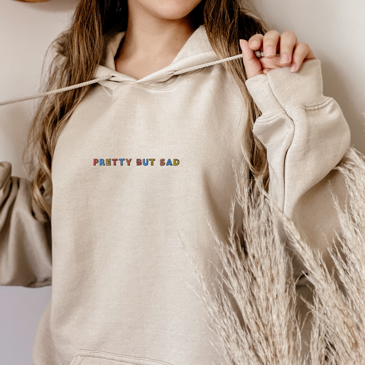 PRETTY BUT SAD - Embroidered Unisex Pullover Hoodie