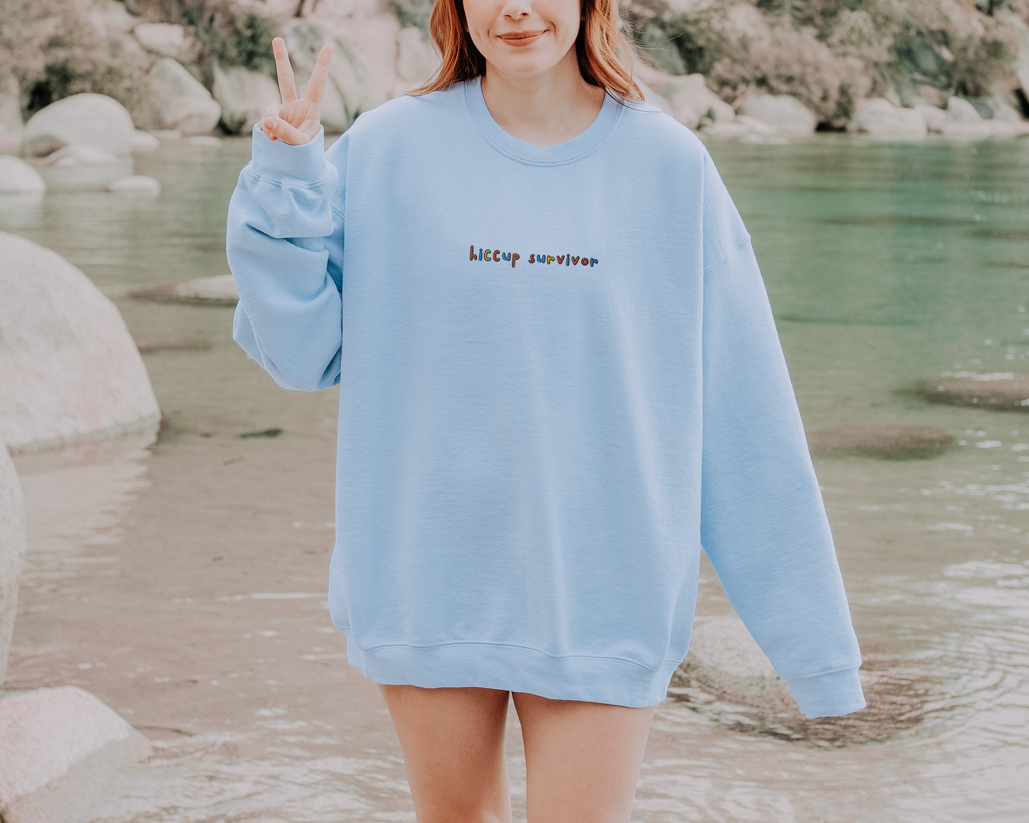 Hiccup Survivor - Embroidered Unisex Crewneck Sweatshirt