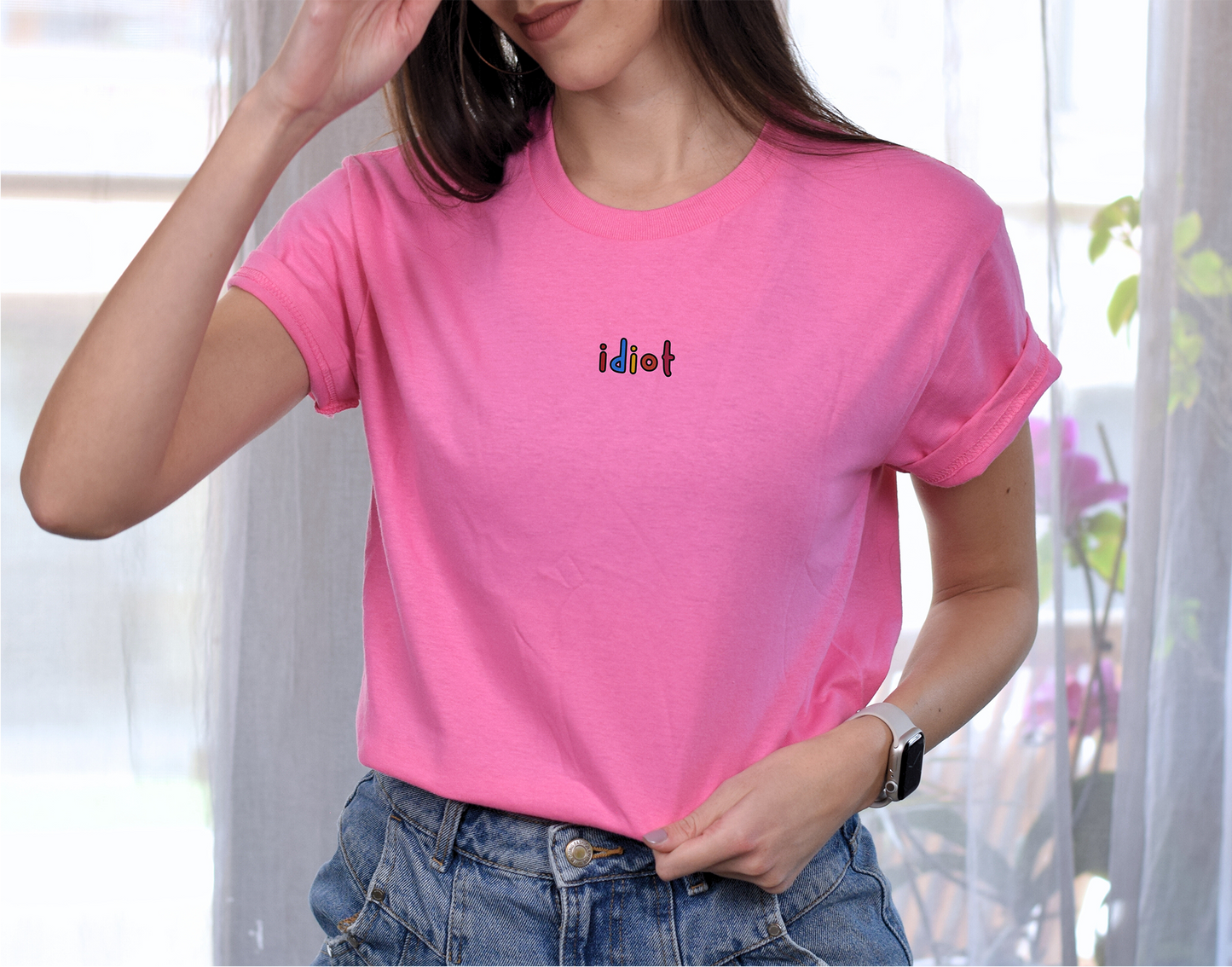 IDIOT - Embroidered Unisex Crew Neck T-Shirt